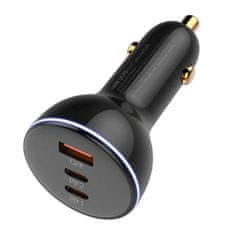 LDNIO avtomobilski polnilec ldnio c102, usb + 2x usb-c, 160 W + kabel usb do micro usb (črn)