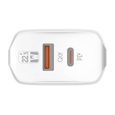 LDNIO A2421C USB, USB-C 22,5W omrežni polnilnik + kabel USB-C - Lightning