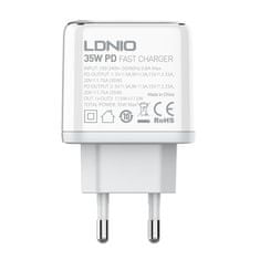 LDNIO A2528C 2USB-C 35W omrežni polnilnik + kabel USB-C - Lightning