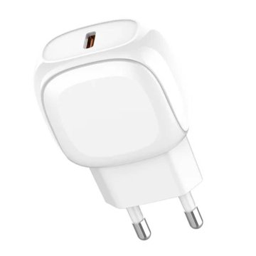 slomart omrežni polnilec ldnio a1206c, usb-c, 27w + kabel usb-c za lightning (bel)