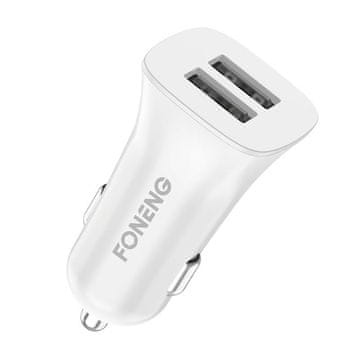 Foneng polnilec za avto c07, 2x usb, 2,4a (bel)