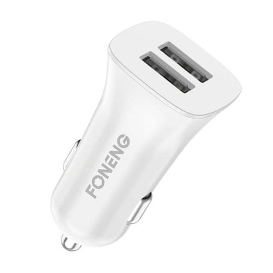 Foneng polnilec za avto c07, 2x usb, 2,4a (bel)