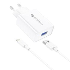 Foneng EU13 omrežni polnilnik + kabel USB z Lightning, 3A (bel)