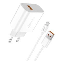 Foneng EU46 omrežni polnilnik, x1 USB, QC 3.0 + kabel USB Micro