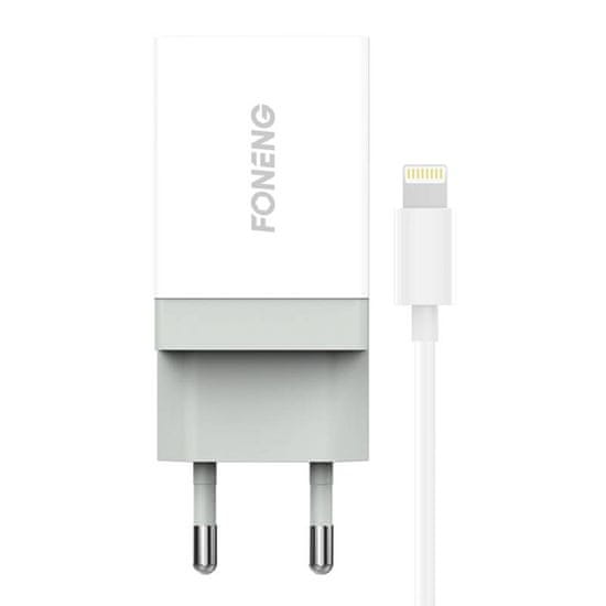 Foneng K210 omrežni polnilnik, 1xUSB + USB Lightning kabel