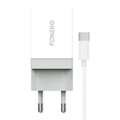 Foneng omrežni polnilnik k210, 1xusb + usb c kabel