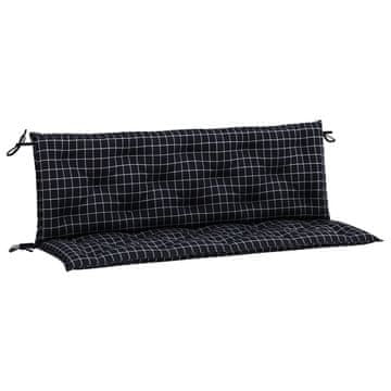 Vidaxl Blazina za vrtno klop 2 kosa črn karo vzorec 150x50x7 cm blago