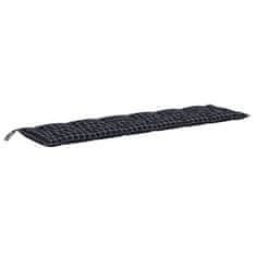 Vidaxl Blazina za vrtno klop 2 kosa črn karo vzorec 150x50x7 cm blago