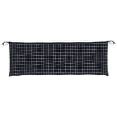 Vidaxl Blazina za vrtno klop 2 kosa črn karo vzorec 150x50x7 cm blago