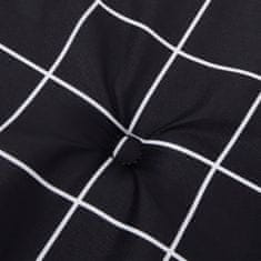 Vidaxl Blazina za ležalnik črna karirasta oxford tkanina