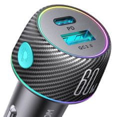 Joyroom JR-CCN01 avto polnilec USB / USB-C 60W, črna