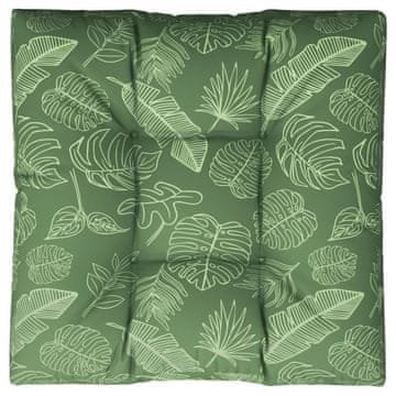 Vidaxl Blazina za kavč iz palet vzorec listja 80x80x12 cm blago