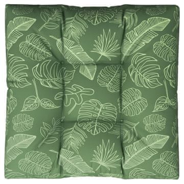 Vidaxl Blazina za palete vzorec listja 70x70x12 cm blago