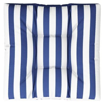 Vidaxl Blazina za palete modro bele črte 80x80x12 cm blago