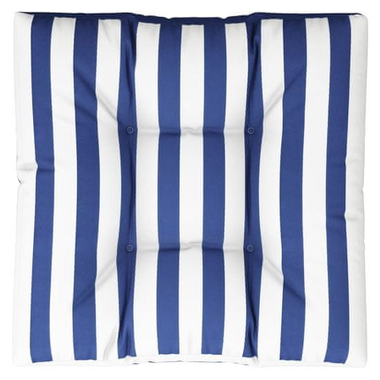 Vidaxl Blazina za palete modro bele črte 80x80x12 cm blago