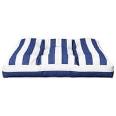 Vidaxl Blazina za palete modro bele črte 70x70x12 cm blago