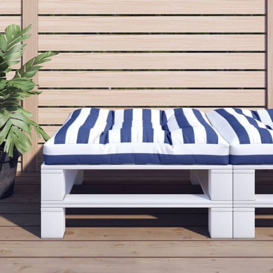 Vidaxl Blazina za palete modro bele črte 80x80x12 cm blago