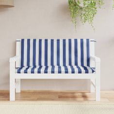Vidaxl Blazine za vrtno klop 2 kosa modro bele črte 120x50x7 cm blago