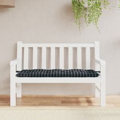 Vidaxl Blazina za vrtno klop črn karo vzorec 120x50x7 cm blago