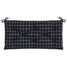 Vidaxl Blazine za vrtno klop 2 kosa črn karo vzorec 100x50x7 cm blago