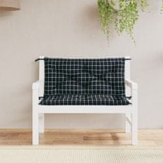 Vidaxl Blazine za vrtno klop 2 kosa črn karo vzorec 100x50x7 cm blago