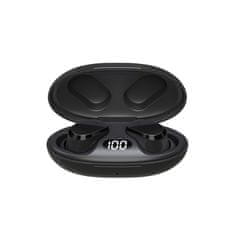 SAVIO Brezžične bluetooth 5.3 slušalke IPX4 s polnilno postajo in LCD zaslonom črne