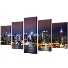 Vidaxl Set platen s printom New York ponoči 100 x 50 cm