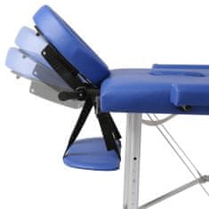 Vidaxl Modra zložljiva masažna miza z 3 območji in aluminjastim okvirjem