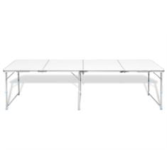 Vidaxl Zložljiva aluminijasta miza za kamp. z nastavljivo višino 240 x 60 cm
