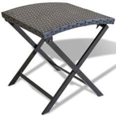 Vidaxl Zložljiv stolček poli ratan črne barve
