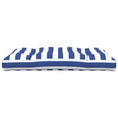 Greatstore Blazina za palete modro bele črte 120x80x12 cm blago