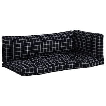Vidaxl Blazina za palete 3 kosi črno karirasto oxford blago