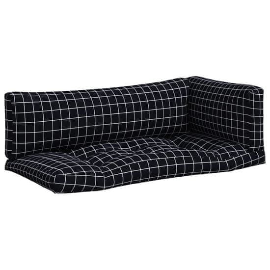 Vidaxl Blazina za palete 3 kosi črno karirasto oxford blago