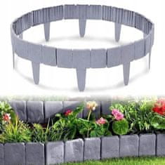 shumee Plastična vrtna palisada, cepljen kamen, siva, 2,4 m