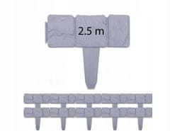 shumee Plastična vrtna palisada, cepljen kamen, siva, 2,4 m