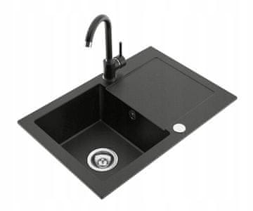 shumee Grafitno granitno korito s pipo in sifonom 67x44 cm