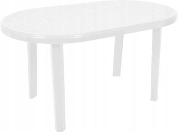 shumee Ovalna bela plastična vrtna miza 135x80 cm