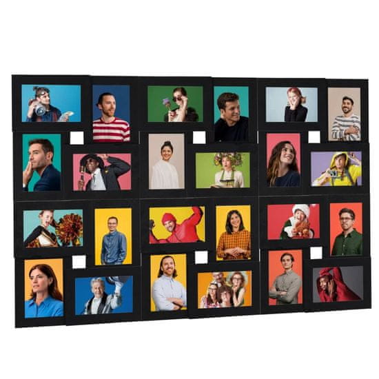 Vidaxl Foto okvir za 24x(10x15 cm) fotografij črn MDF