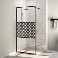 Vidaxl Pregrada za tuš s prozornim ESG steklom 80x195 cm črna