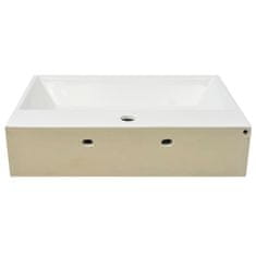 Vidaxl Umivalnik z odprtino za armaturo bela keramika 60,5x42,5x14,5cm