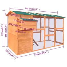 Vidaxl Kokošnjak iz lesa 295x163x170 cm