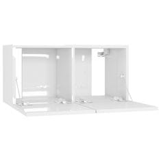 Vidaxl Viseča TV omarica 2 kosa visok sijaj bela 60x30x30 cm