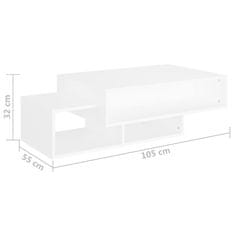 Vidaxl Klubska mizica bela 105x55x32 cm iverna plošča