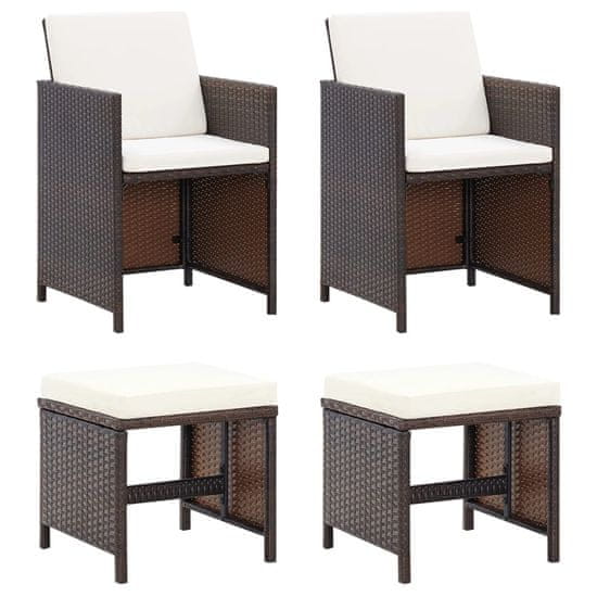 Vidaxl Vrtni stoli in stolčki 4-delni komplet poli ratan
