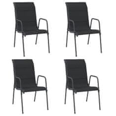 Vidaxl Vrtni stoli 4 kosi jeklo in tekstil črne barve