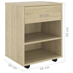 Vidaxl Omarica na kolesih sonoma hrast 46x36x59 cm iverna plošča