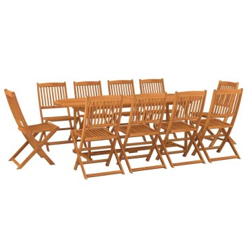 Vidaxl Vrtna jedilna garnitura 11-delna 220x90x75cm trden akacijev les
