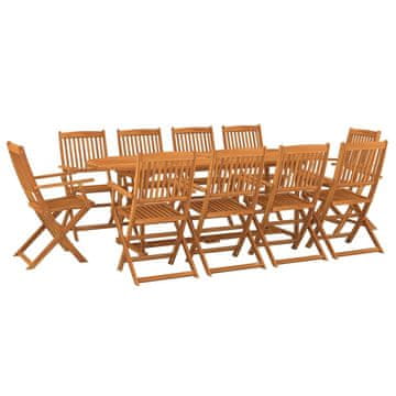 Vidaxl Vrtna jedilna garnitura 11-delna 220x90x75cm trden akacijev les