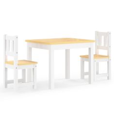 Vidaxl 3-delni komplet otroške mize in stolov bel in bež MDF