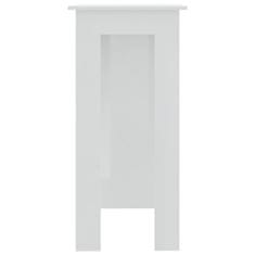 Vidaxl Barska miza s polico visok sijaj bela 102x50x103,5cm iverna pl.